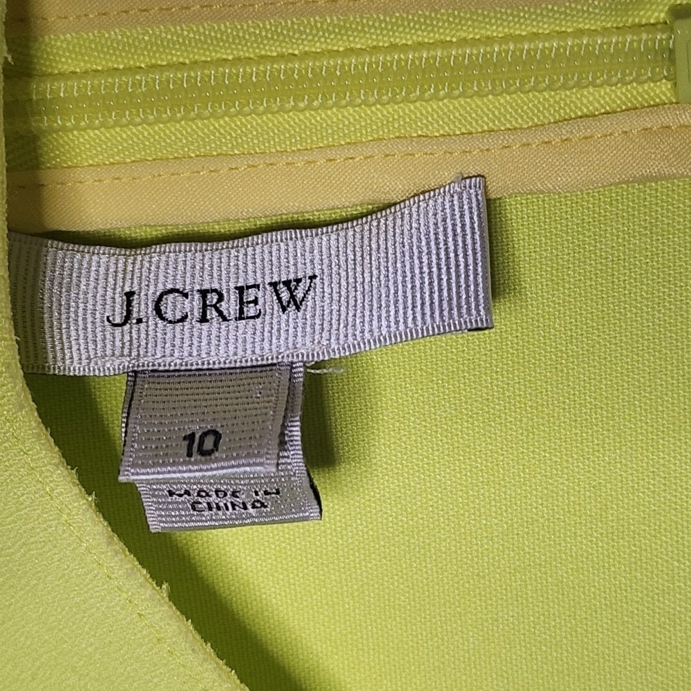 J Crew Sleeveless Scalloped Shift Dress Neon Yellow Green Preppy‎ Summer 10 - Picture 5 of 8